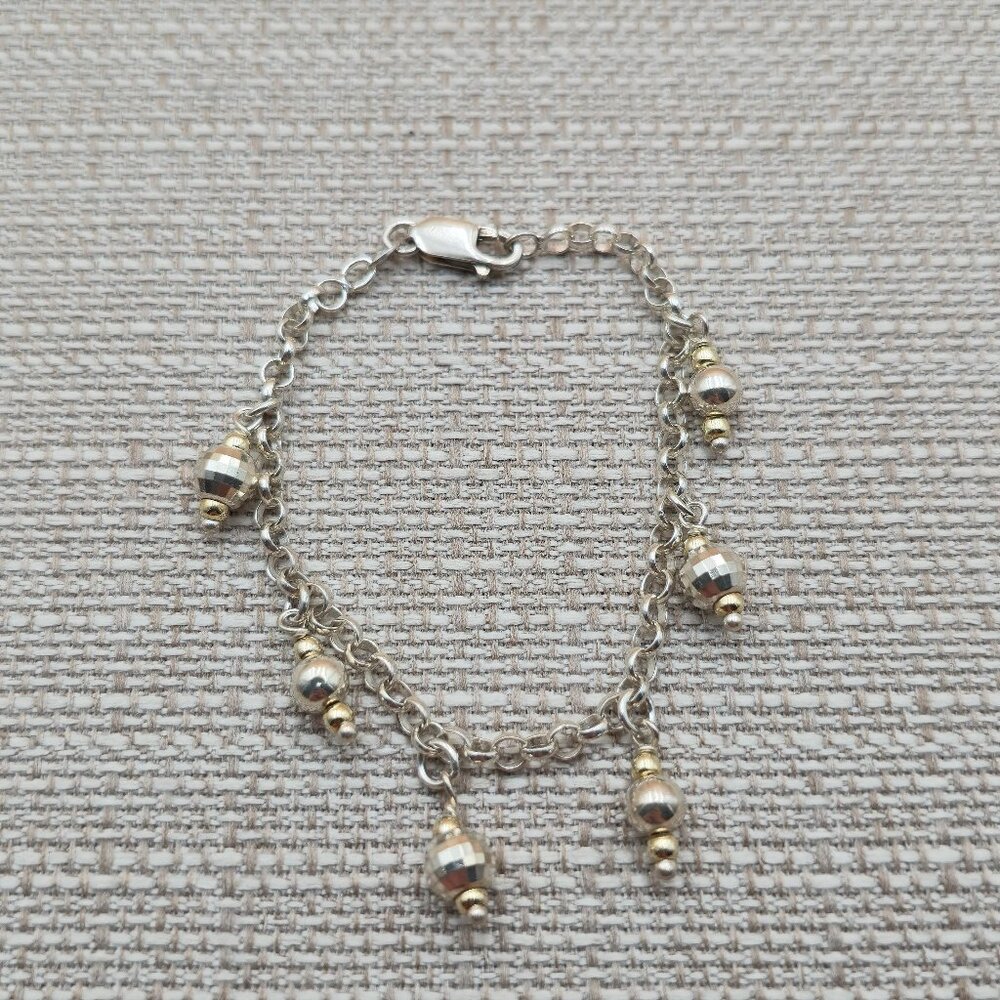 7 Inch Sterling Silver Normal And Textured Orb Charms Bracelet A5012